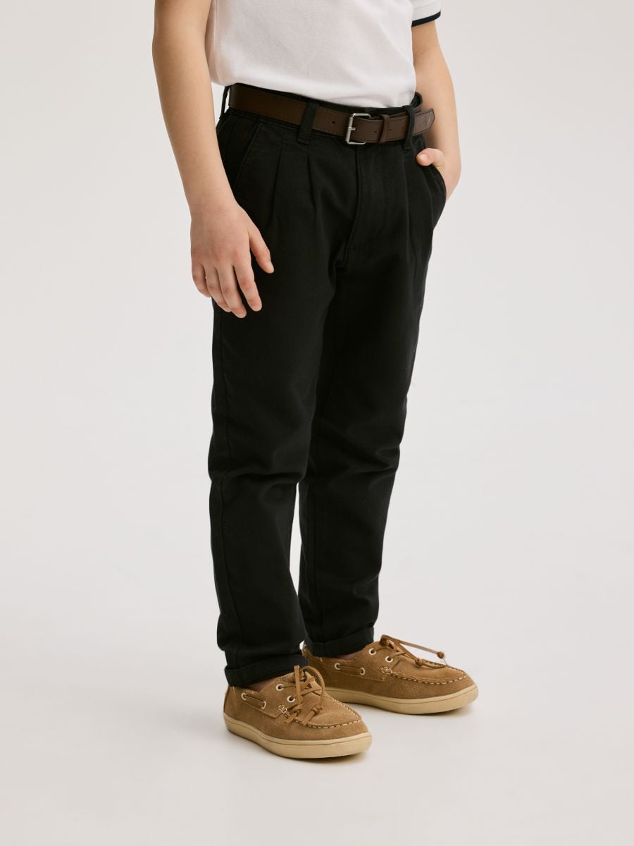 Structural fabric chino trousers with belt - black - RESERVED - 6