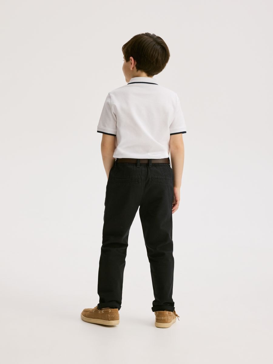 Structural fabric chino trousers with belt - black - RESERVED - 7