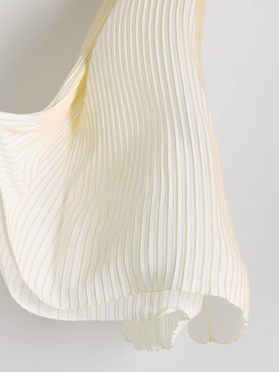 Pleated midi dress with knot - light yellow - RESERVED - 5