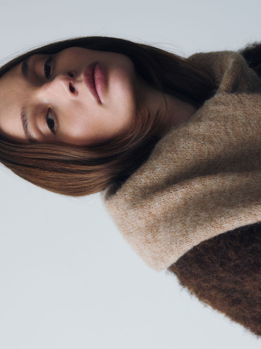Scarf with wool and alpaca wool blend - golden brown - RESERVED - 2