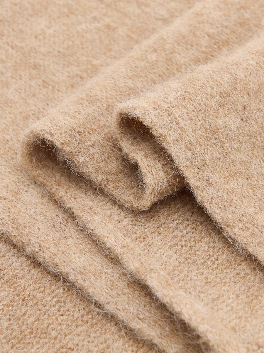 Scarf with wool and alpaca wool blend - golden brown - RESERVED - 4