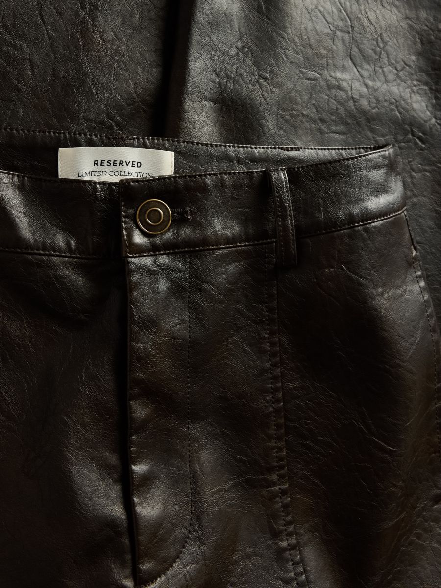 Pantalone od veštačke kože - tamno braon - RESERVED - 6