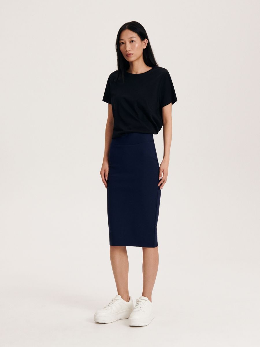 Fitted midi skirt - navy - RESERVED