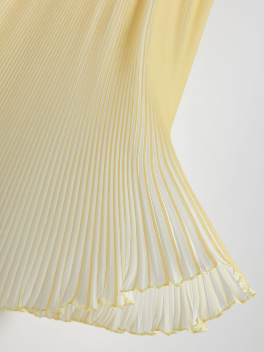 Pleated chiffon skirt yellow hotsell