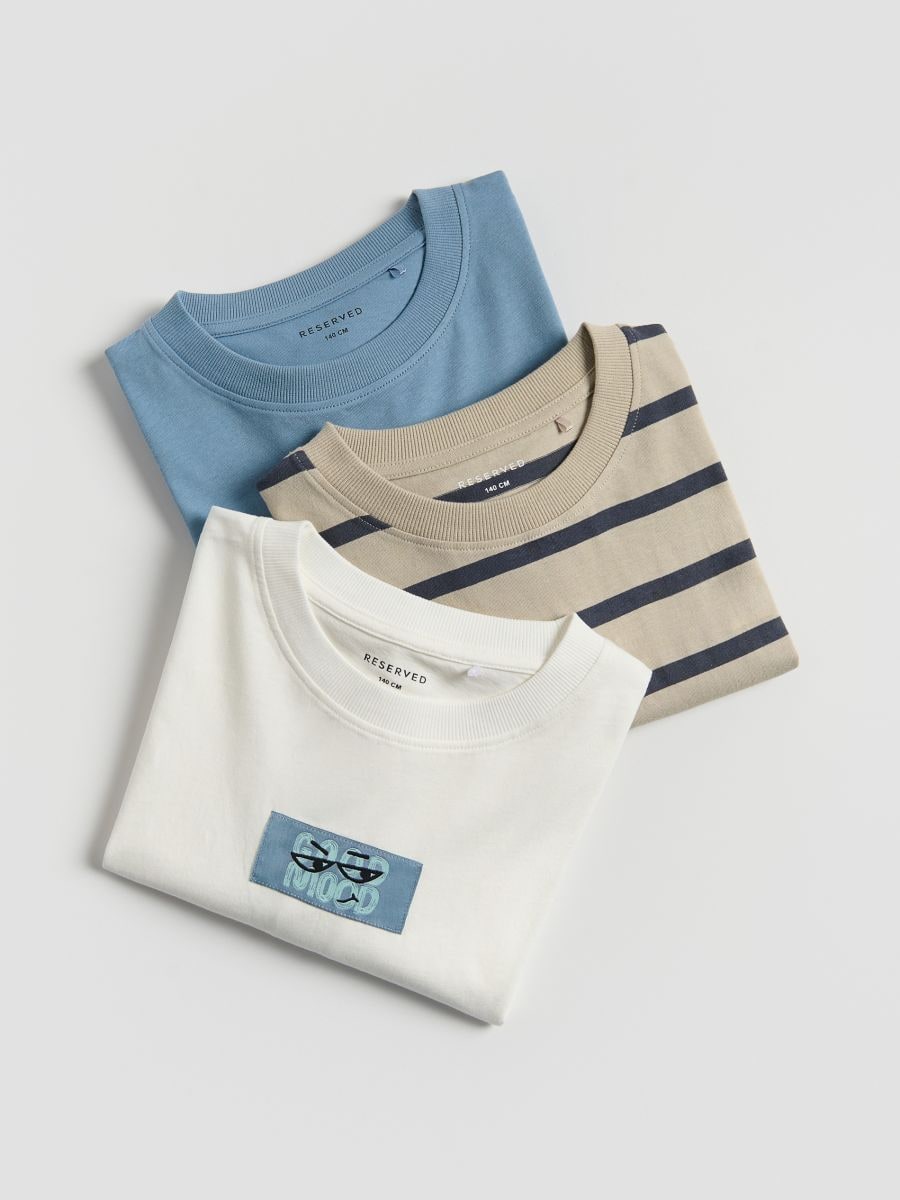 Cotton t-shirt 3 pack - light blue - RESERVED