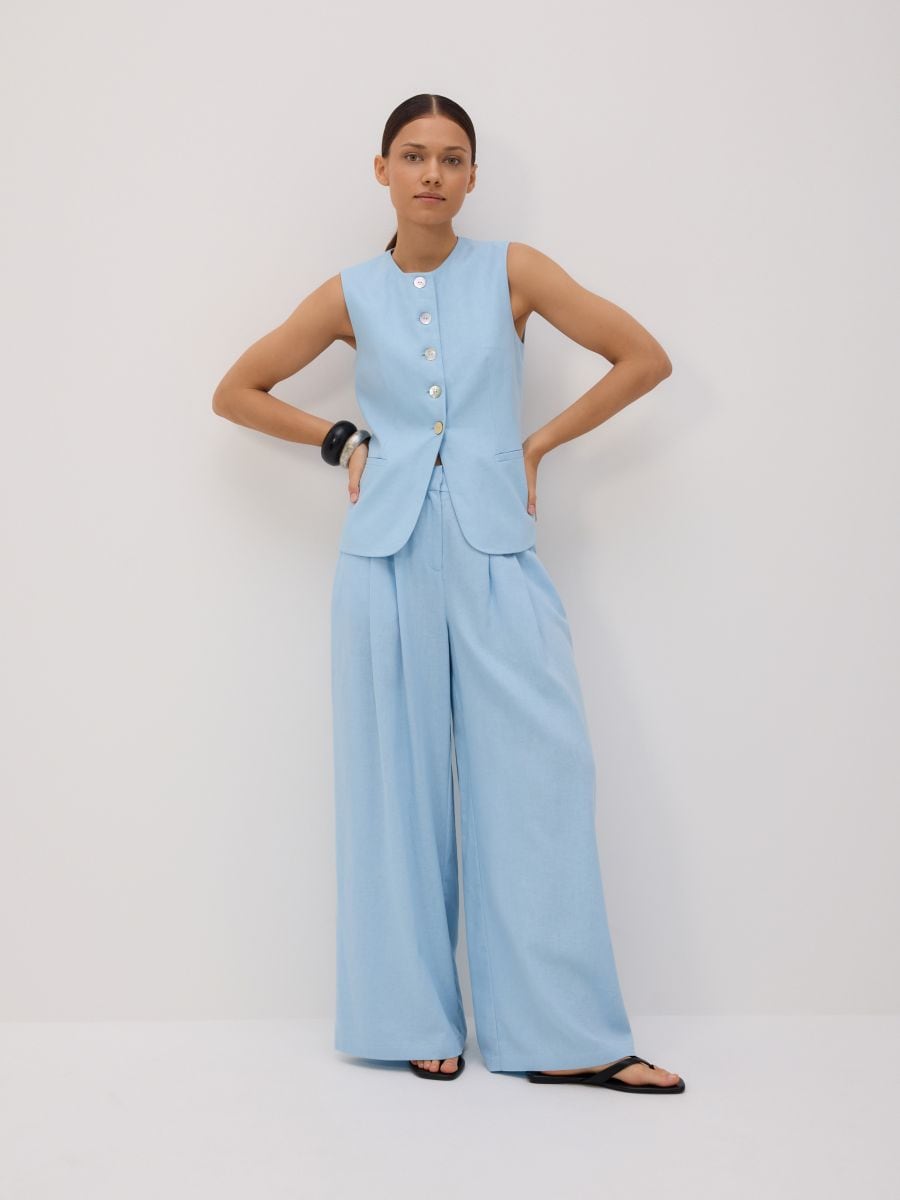 Linen blend tailored vest - pale blue - RESERVED - 4