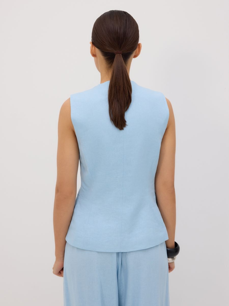 Linen blend tailored vest - pale blue - RESERVED - 6