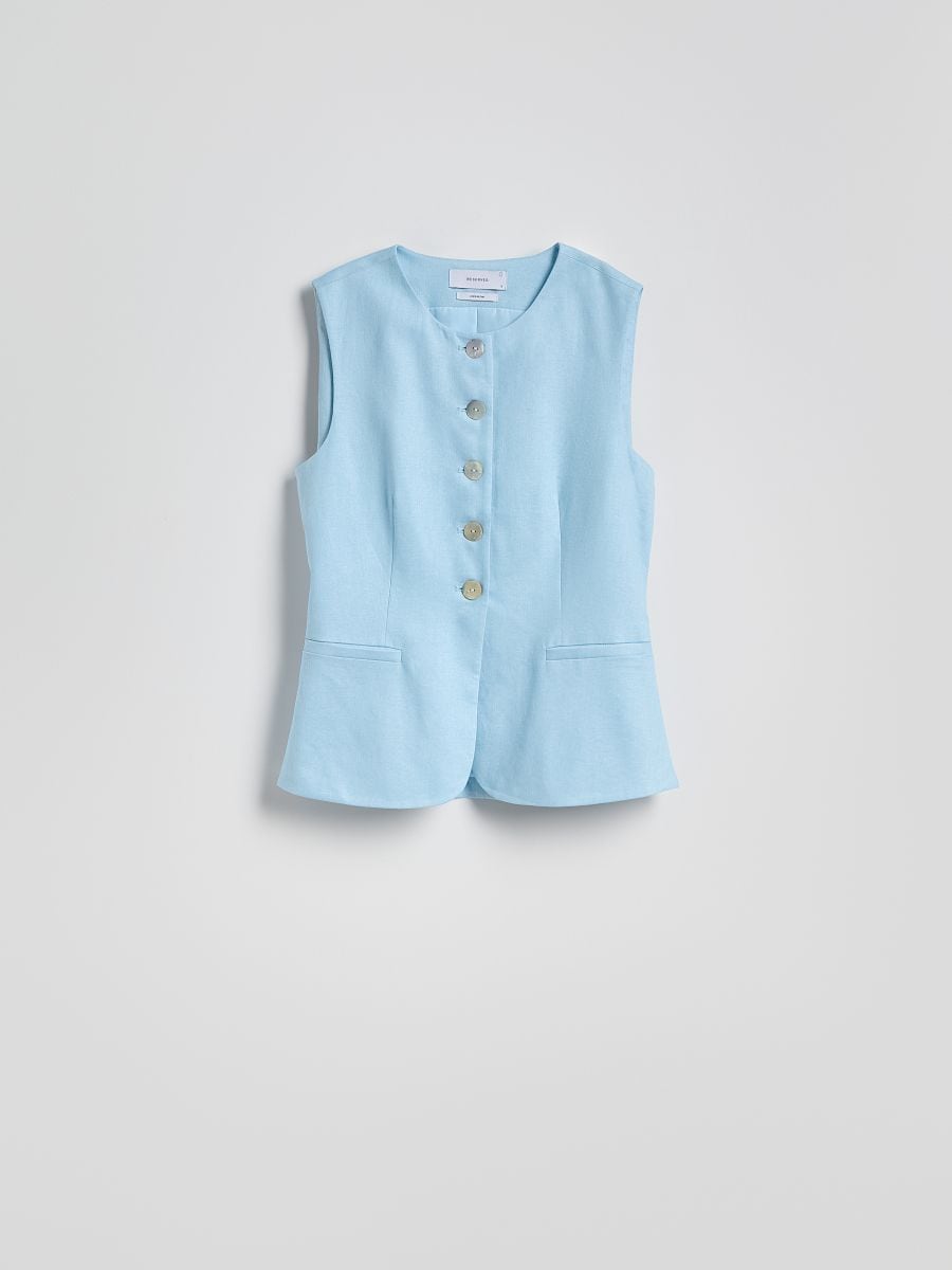 Linen blend tailored vest - pale blue - RESERVED - 3