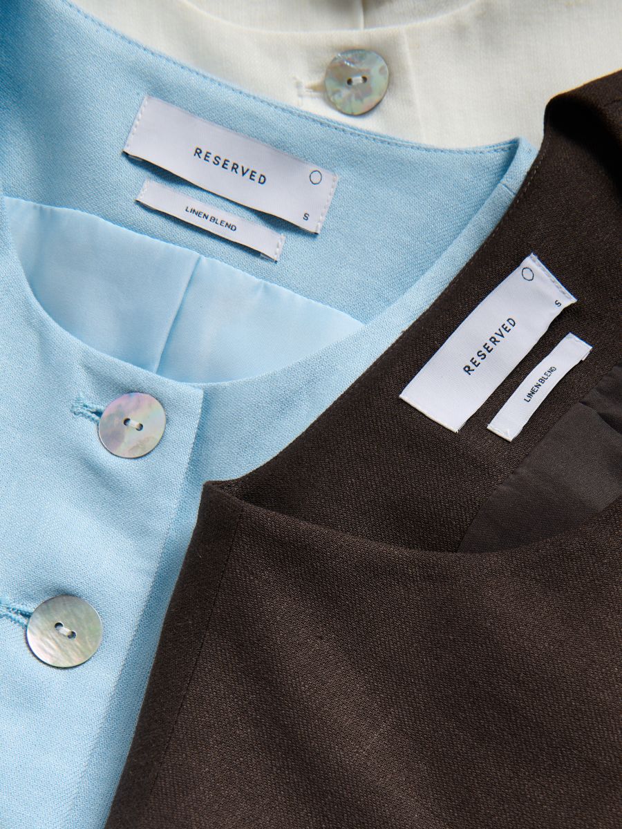 Linen blend tailored vest - pale blue - RESERVED - 4