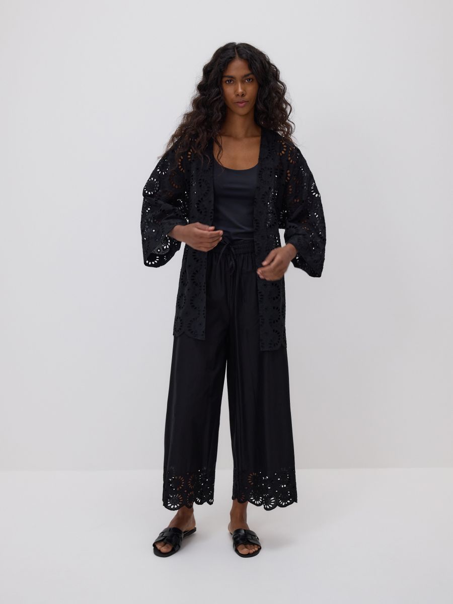 Čipkasto kimono sa vezanjem - crno - RESERVED - 3