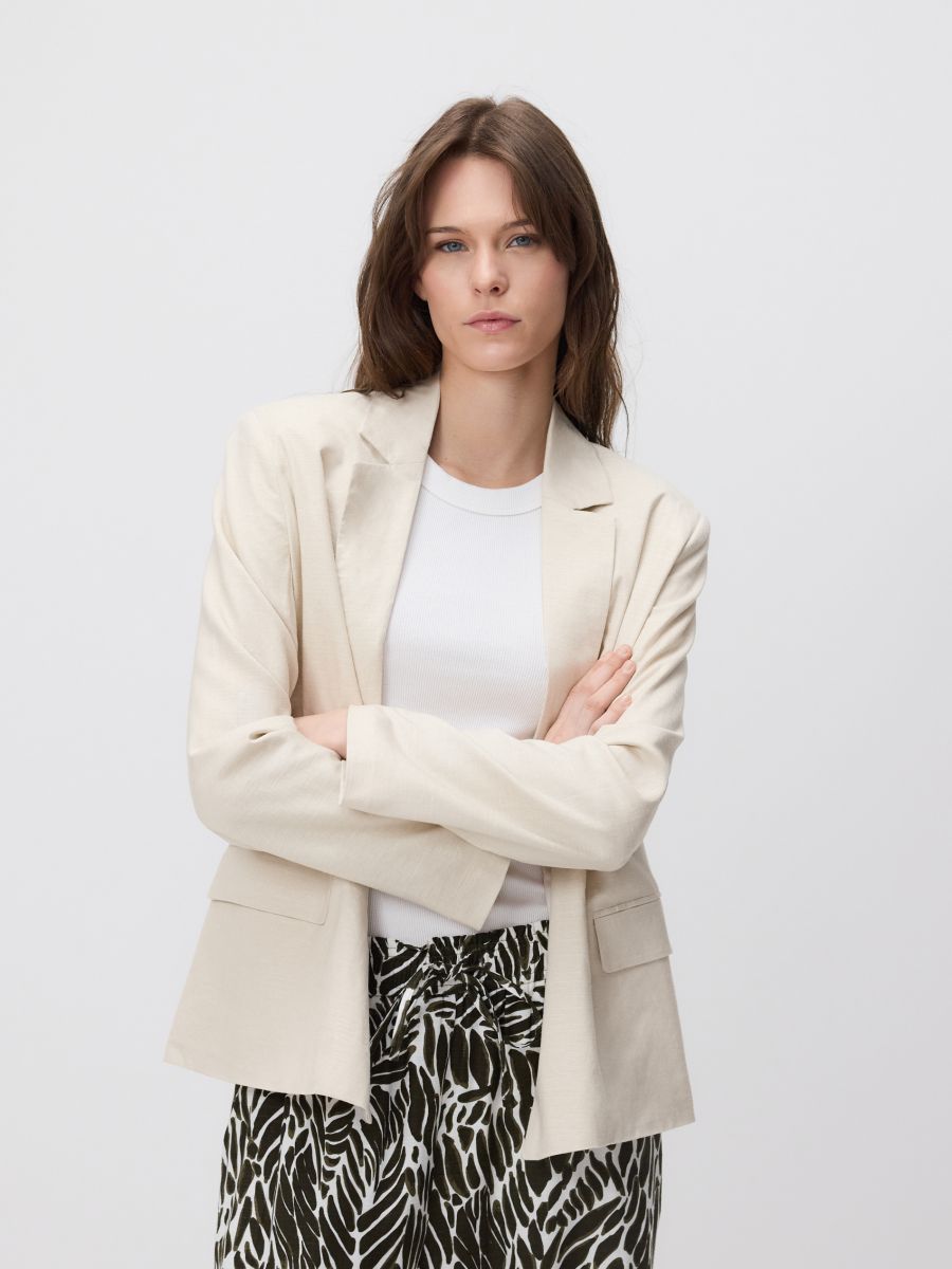 Linen blend jacket - beige - RESERVED - 4