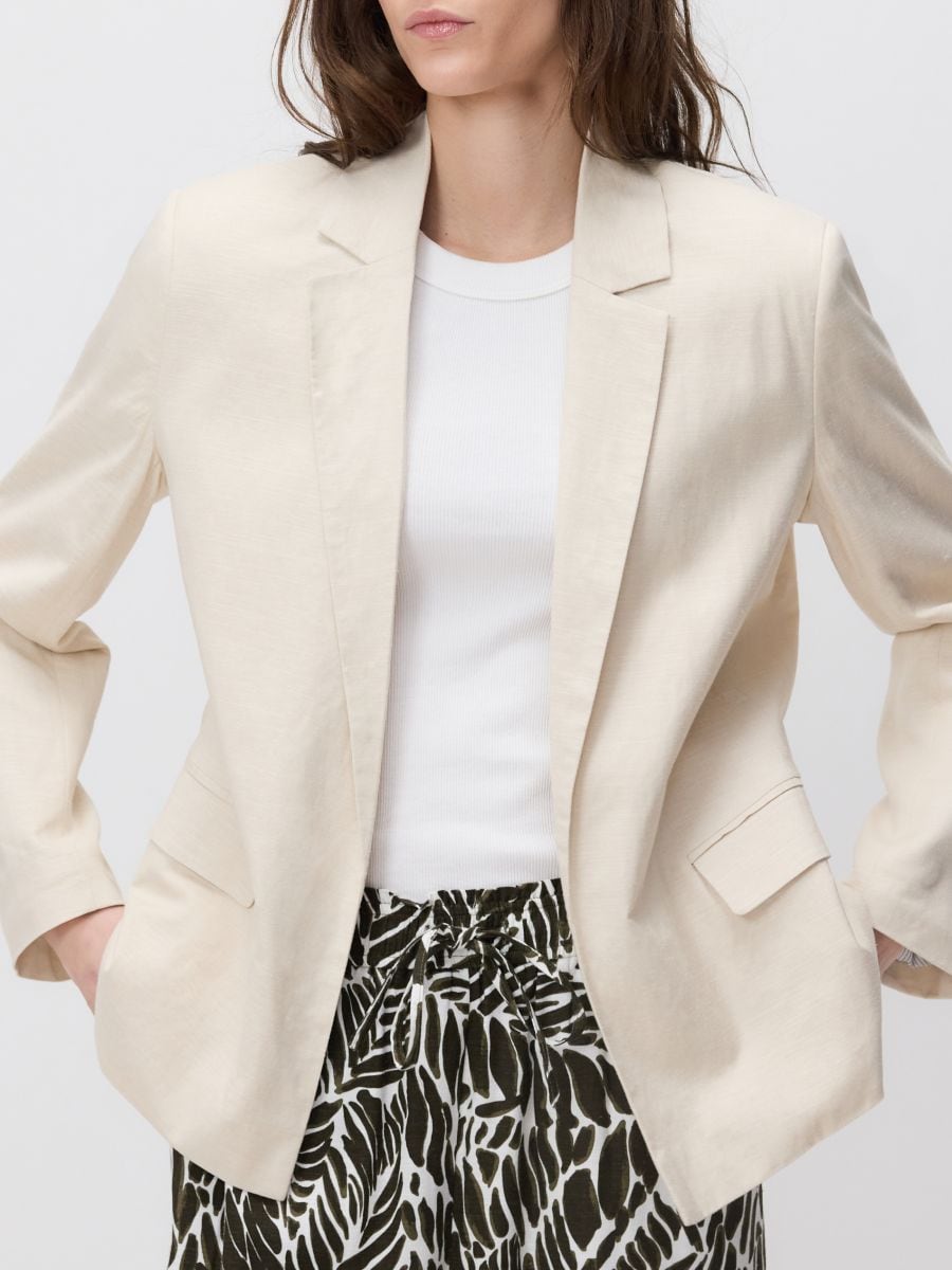 Linen blend jacket - beige - RESERVED - 3