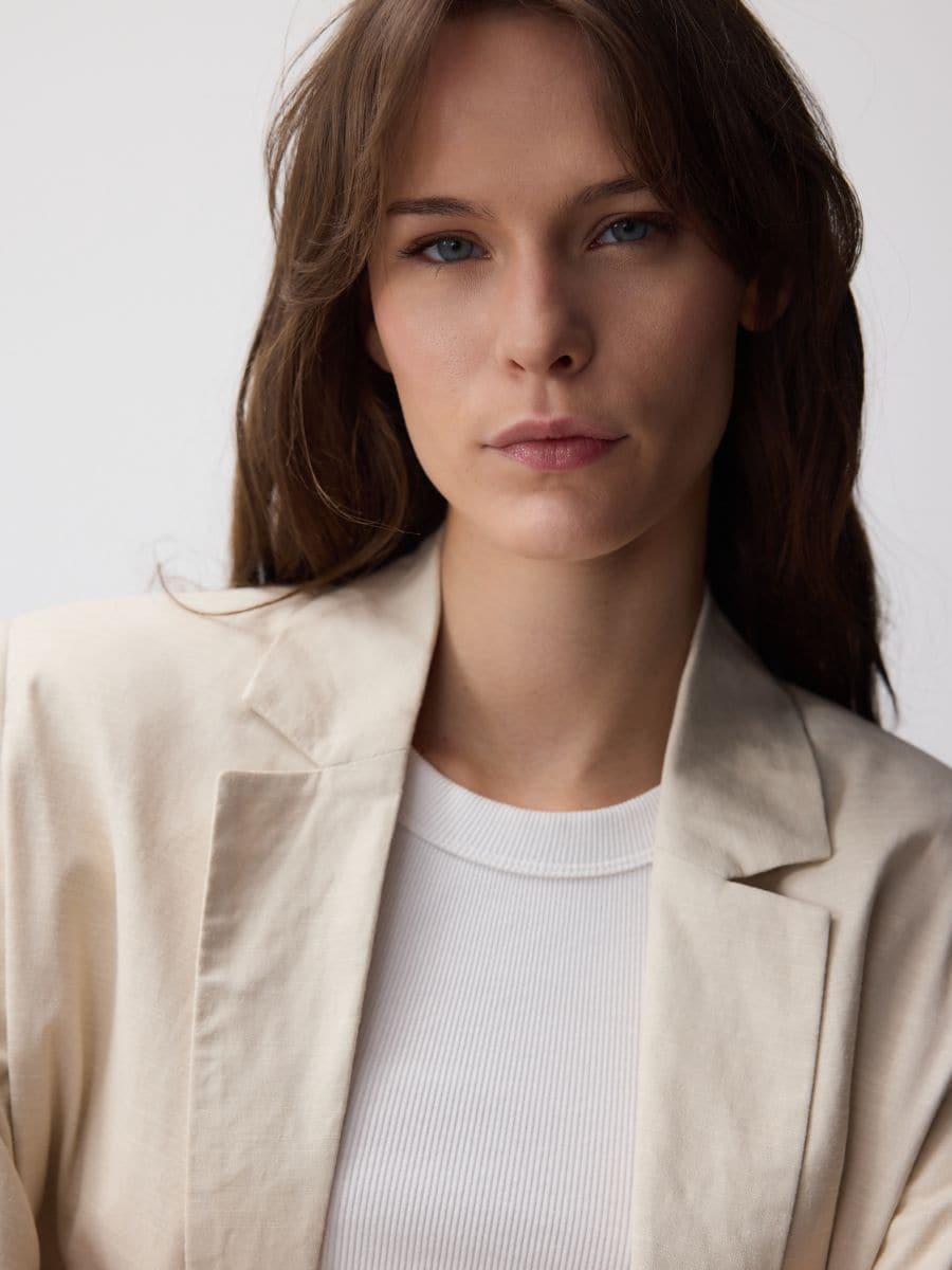 Linen blend jacket - beige - RESERVED - 6