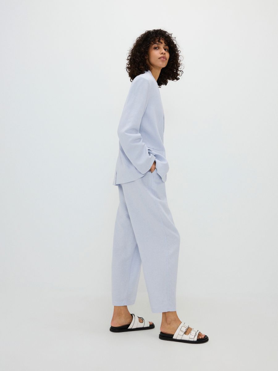 Pantalon large en lin majoritaire - bleu pâle - RESERVED - 2