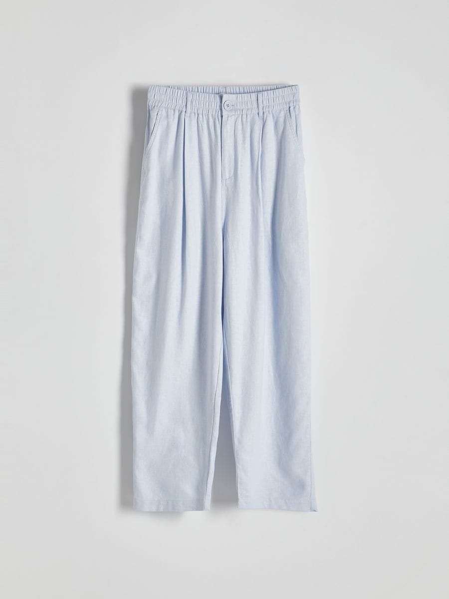 Pantalon large en lin majoritaire - bleu pâle - RESERVED - 3