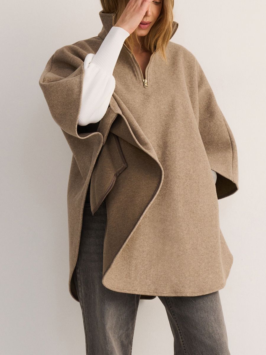 LADIES` PONCHO - taupe - RESERVED - 2
