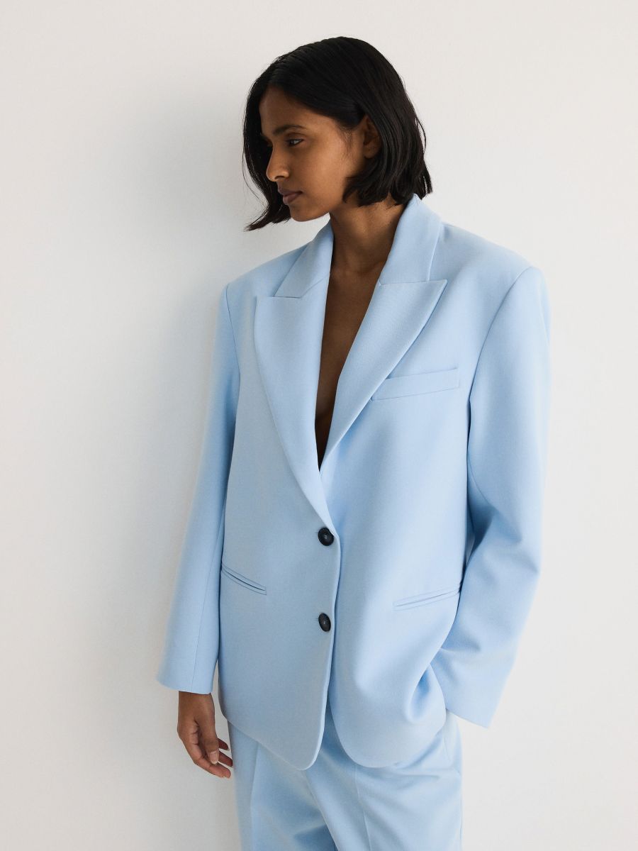 Blazer oversize con viscosa - blu pallido - RESERVED - 3