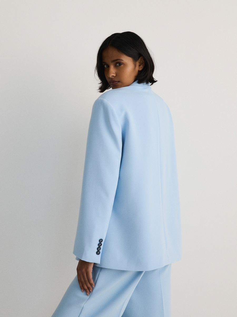 Blazer oversize con viscosa - blu pallido - RESERVED - 4