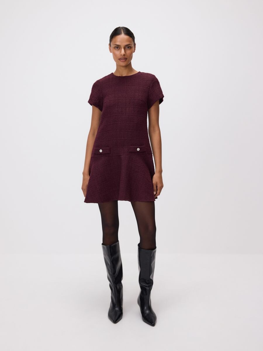 Tweed mini dress - maroon - RESERVED