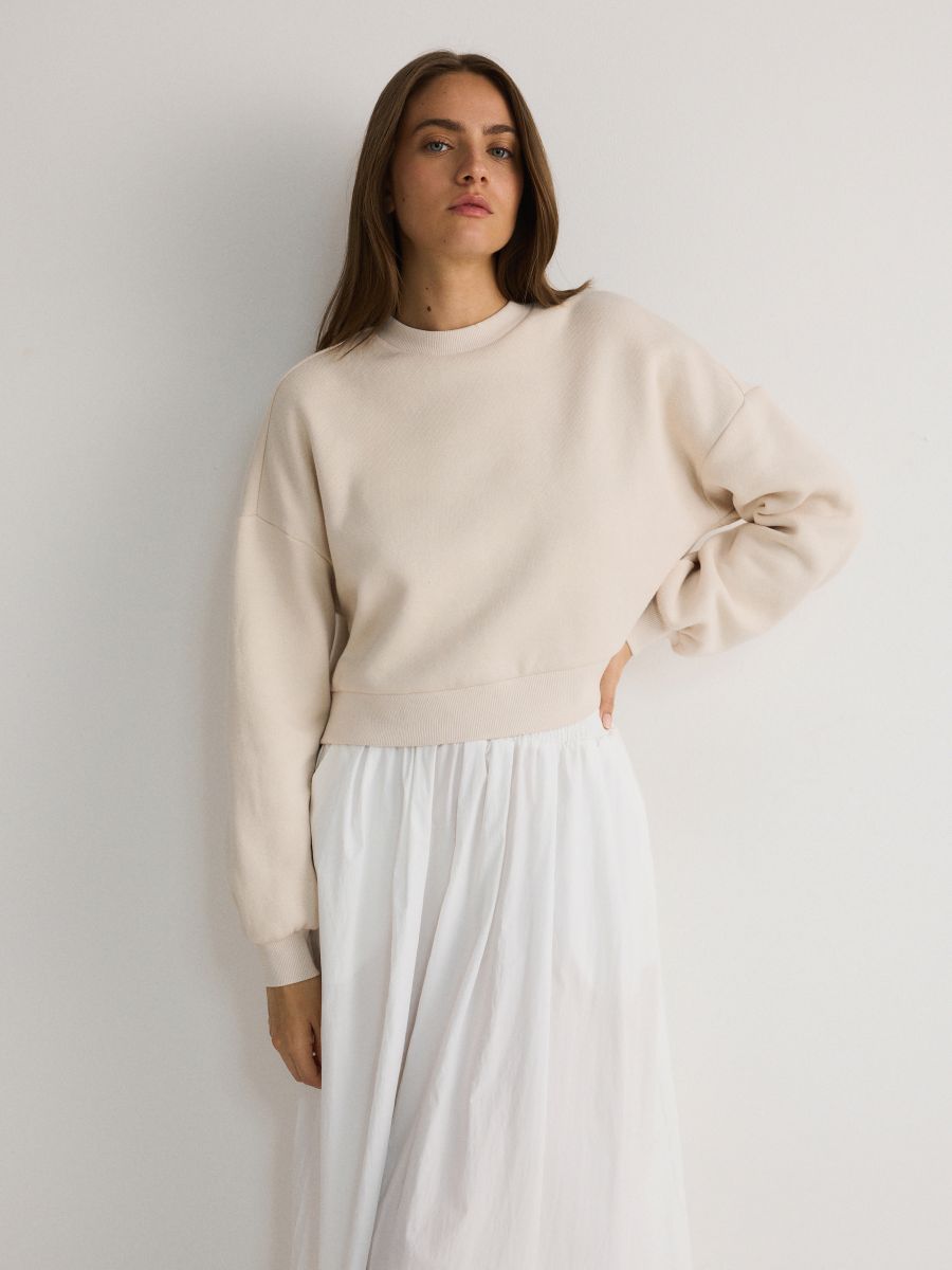 Cotton sweatshirt - nude - RESERVED