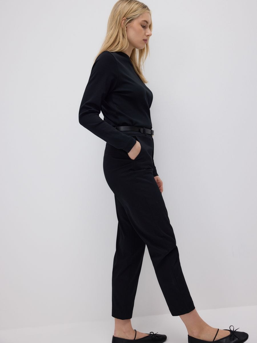 Chino trousers with belt - black - RESERVED