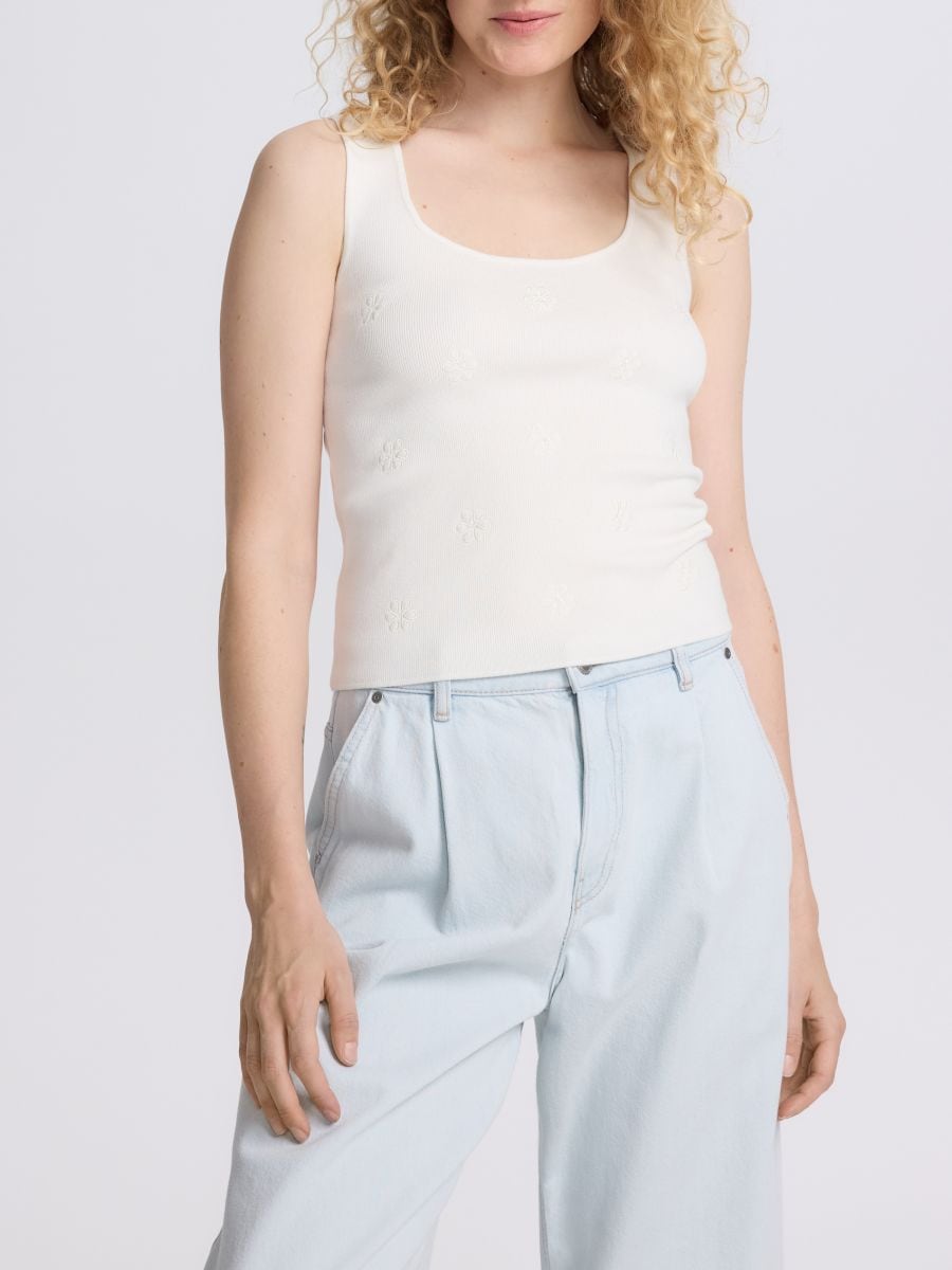 Bluse i viskoseblanding - creme - RESERVED - 3