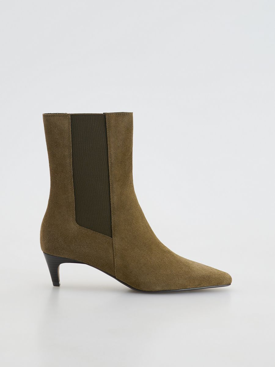 Suede heeled ankle boots - brownish green - RESERVED