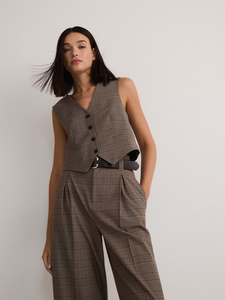 Check trousers with belt - multicolor - RESERVED - 3