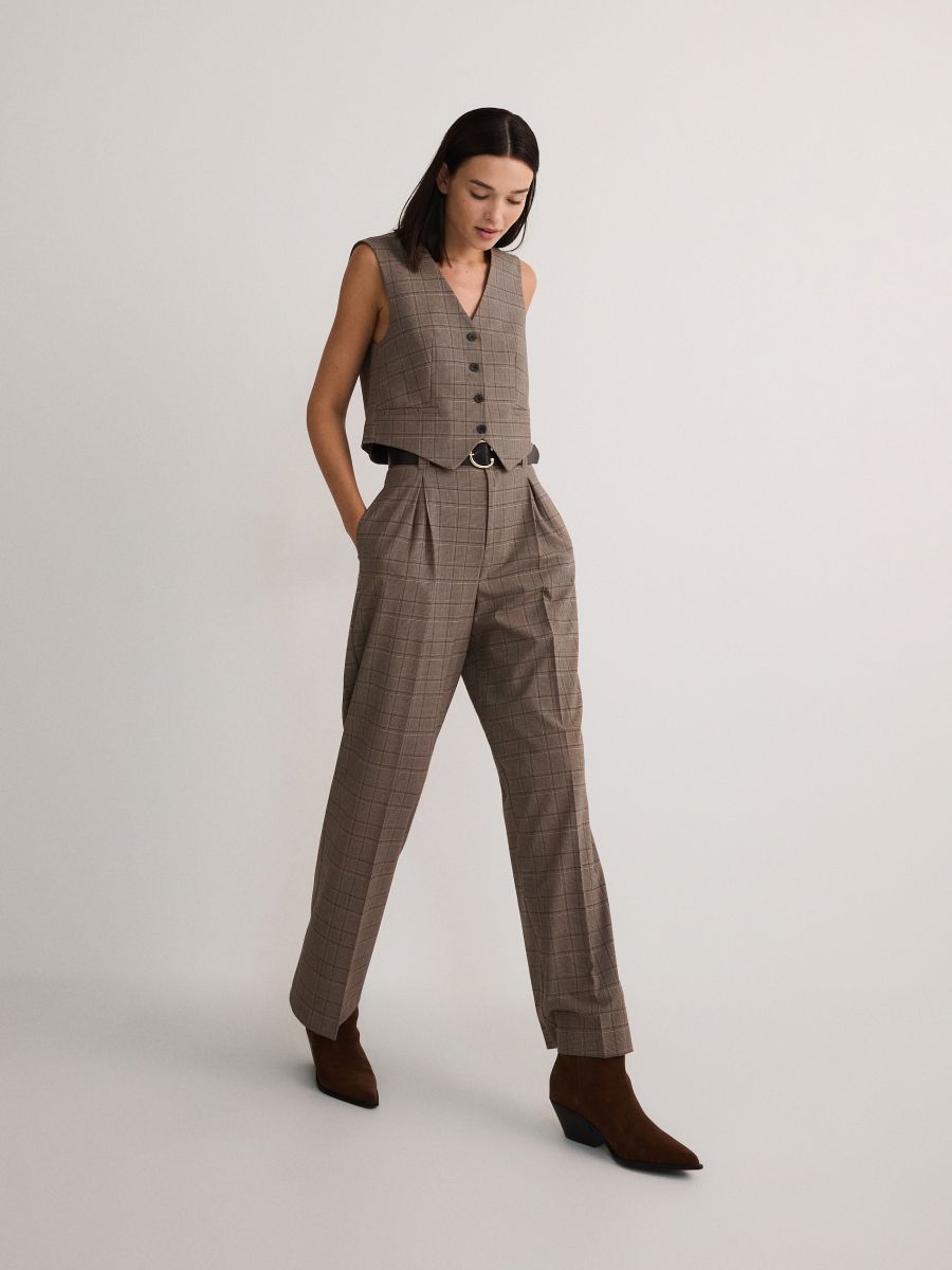 LADIES` TROUSERS & BELT - flerfarvet - RESERVED