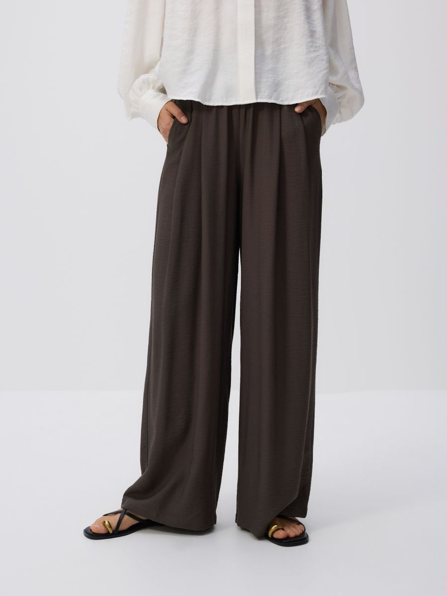 Loose trousers with pleats - dark brown - RESERVED - 2
