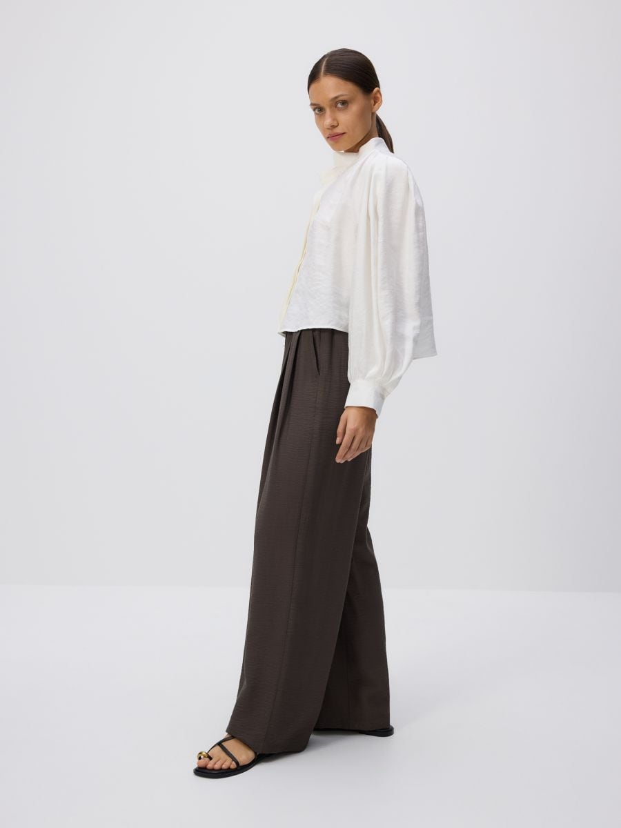 Loose trousers with pleats - dark brown - RESERVED - 3