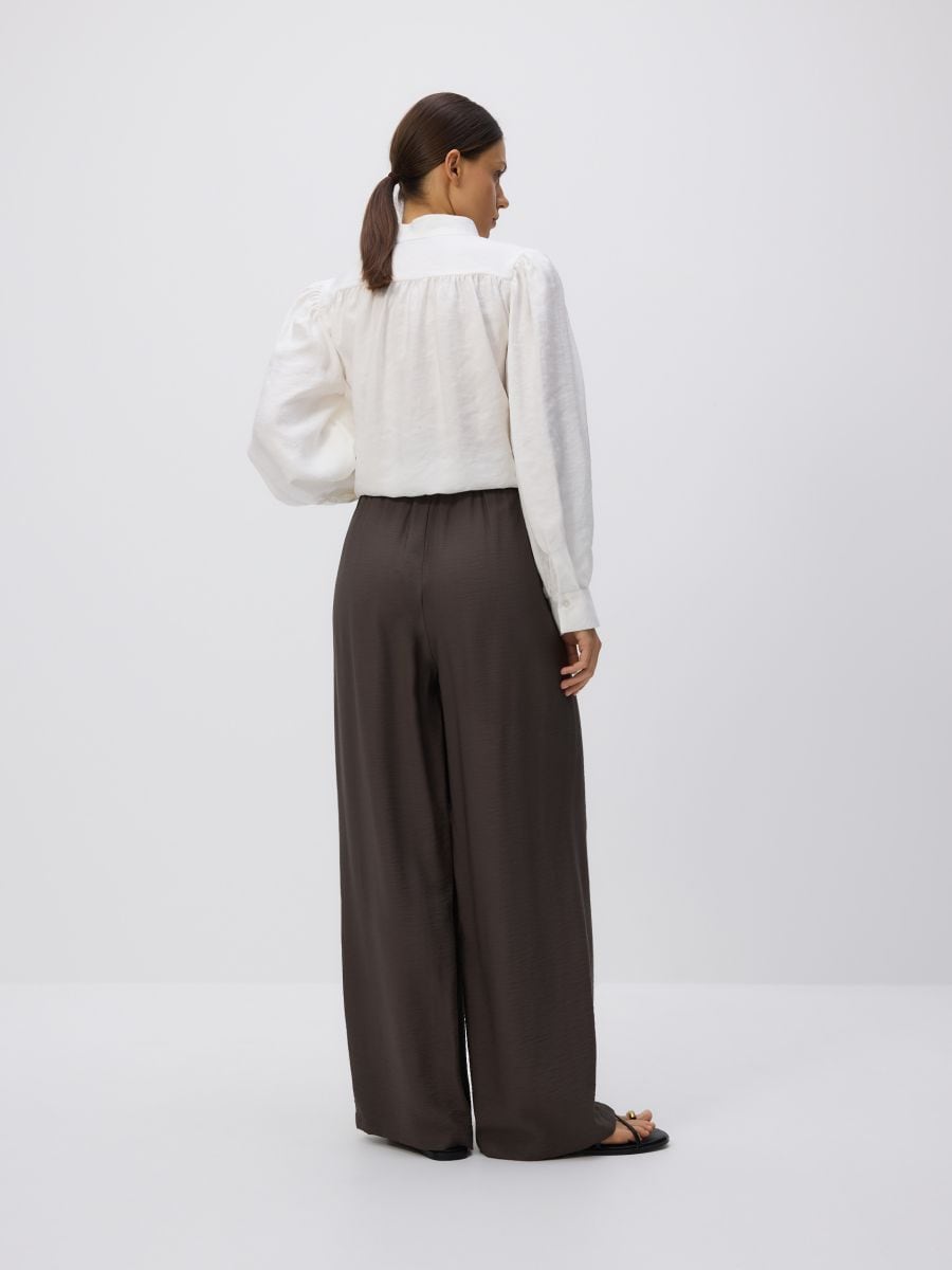 Loose trousers with pleats - dark brown - RESERVED - 4