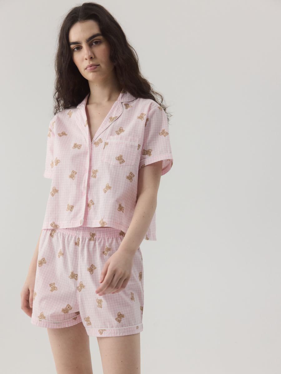 Tweedelige katoenen pyjamaset - PASTELROZE - RESERVED
