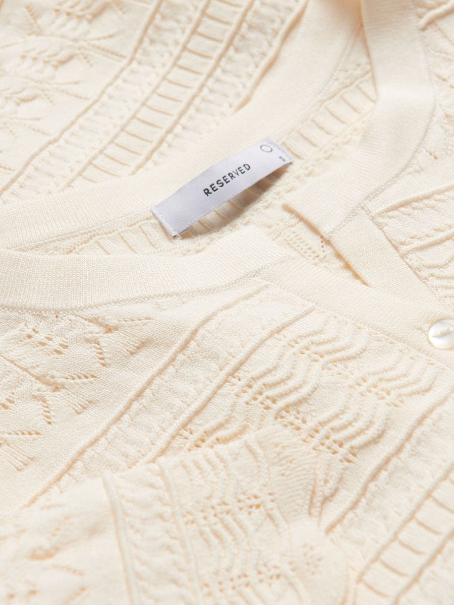 Openwork blouse with viscose - nude - RESERVED - 6