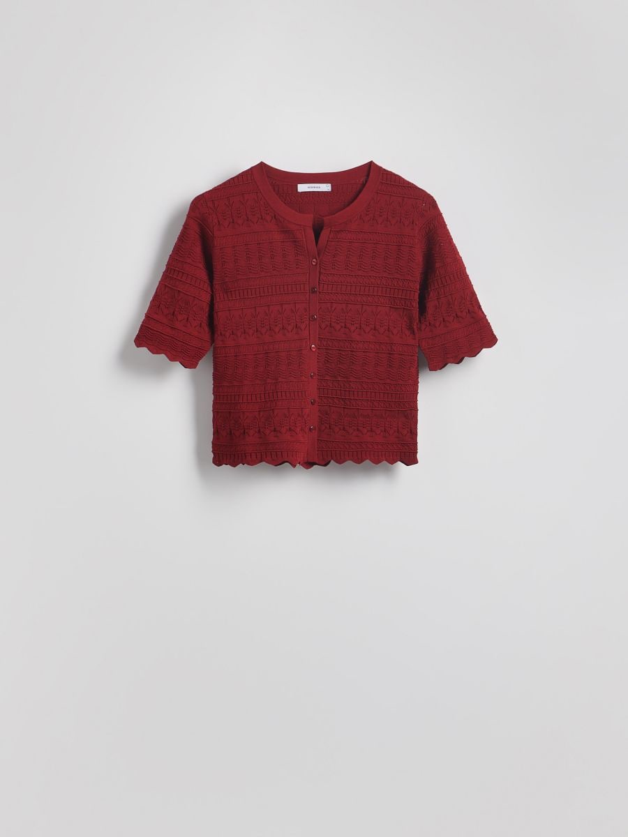 Openwork blouse with viscose - carmine - RESERVED - 5
