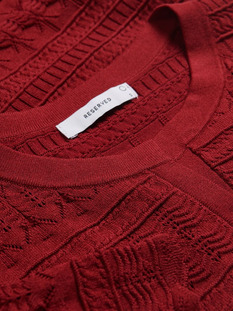 Openwork blouse with viscose - carmine - RESERVED - 6
