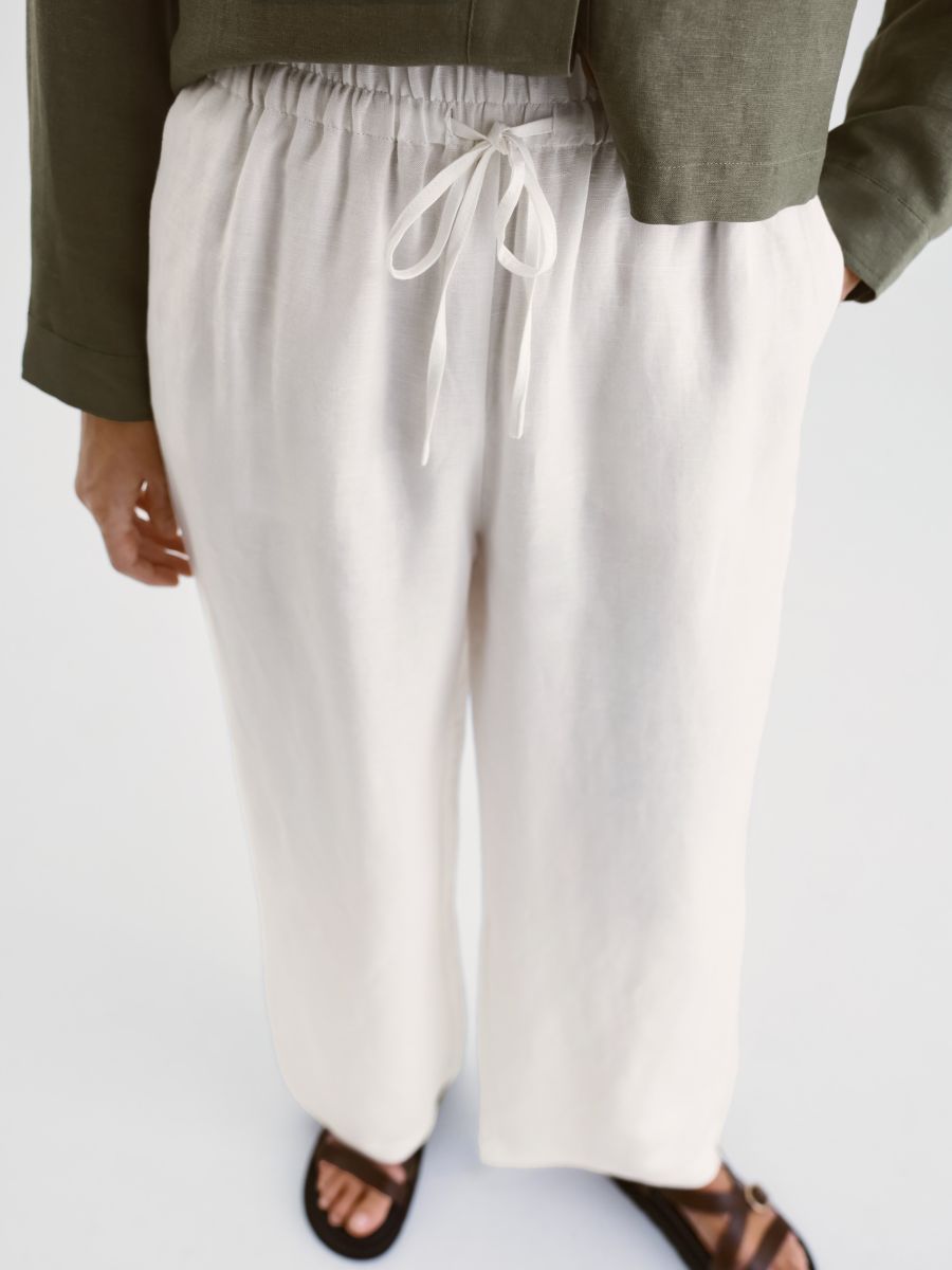 Loose linen trousers - cream - RESERVED - 4