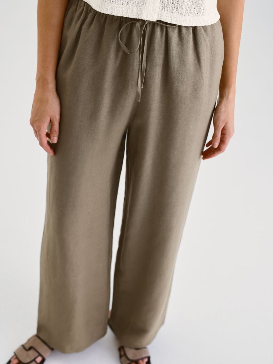Loose linen trousers - dusty brown - RESERVED - 3