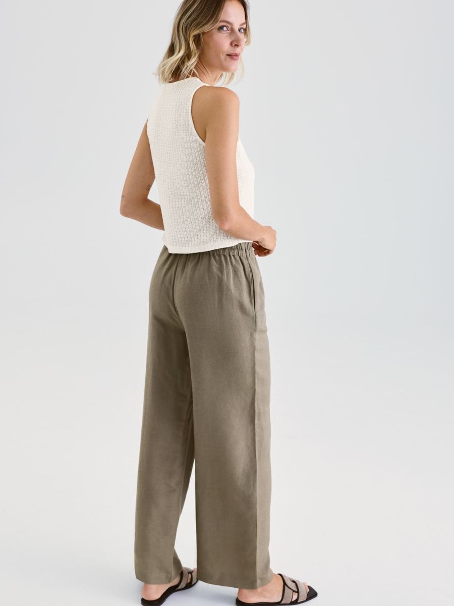 Loose linen trousers - dusty brown - RESERVED - 4