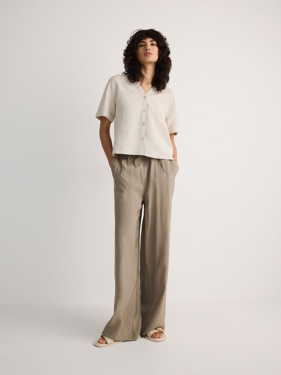 Modal rich trousers - beige - RESERVED