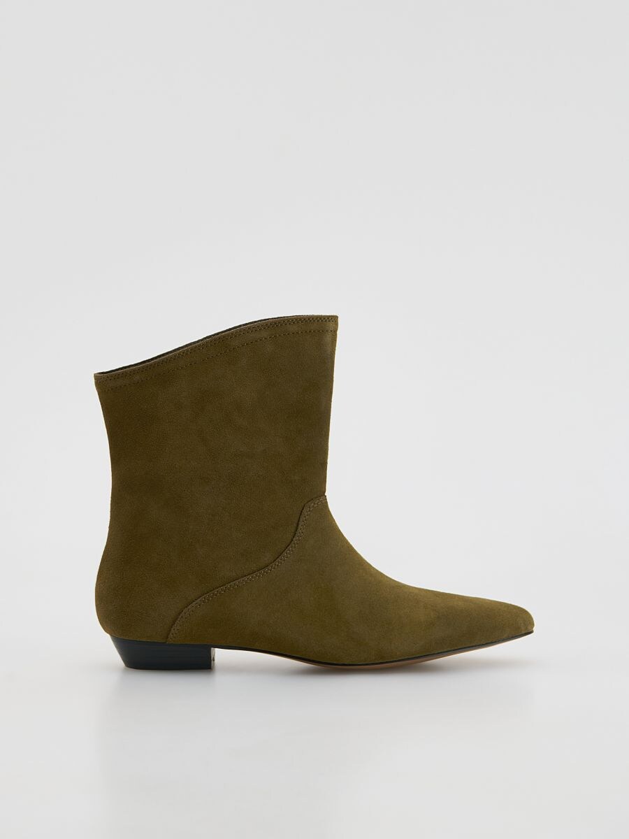 Suede ankle boots - brownish green - RESERVED