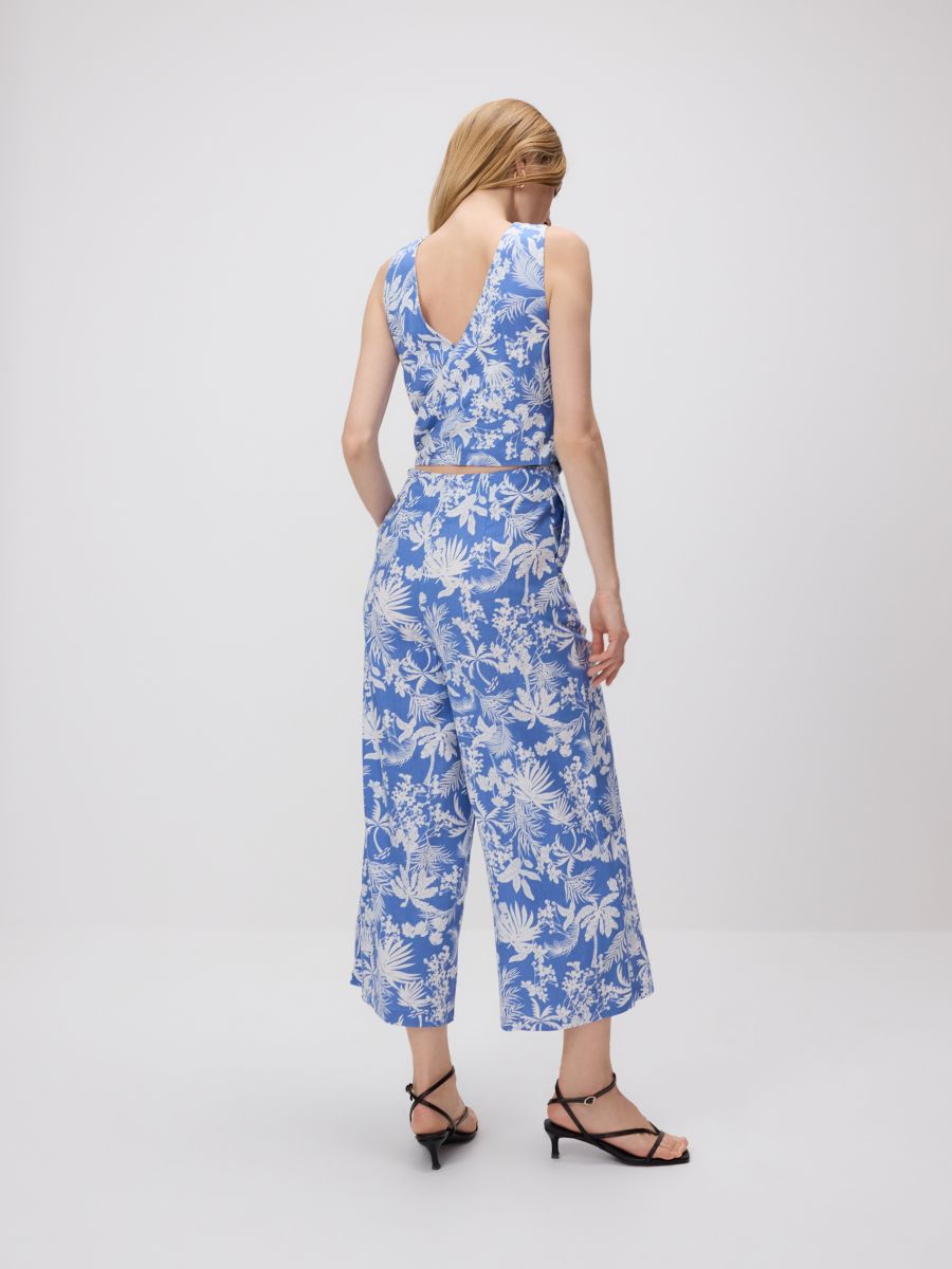 Viscose rich jumpsuit with linen blend - multicolor - RESERVED - 2