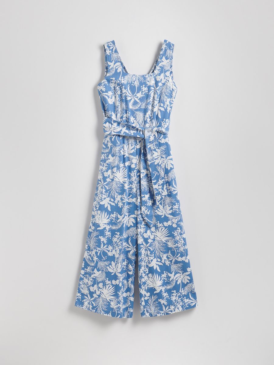 Viscose rich jumpsuit with linen blend - multicolor - RESERVED - 5