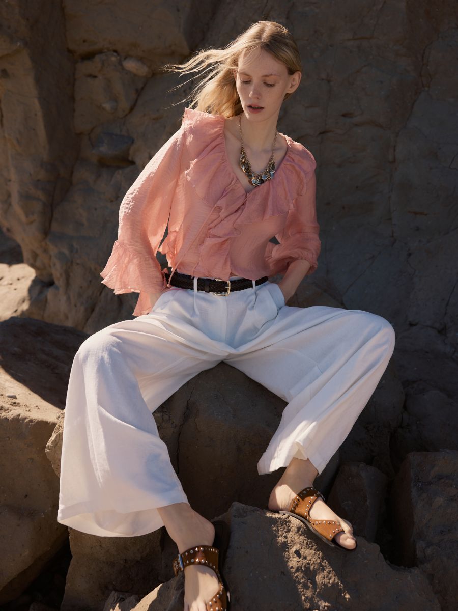 Wide leg trousers - white - RESERVED