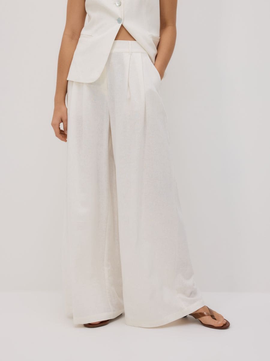Spodnie wide leg - biały - RESERVED
