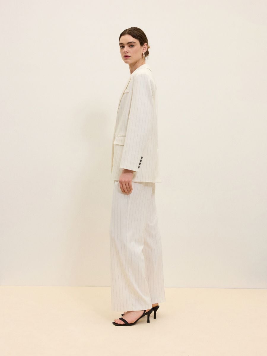 Striped trousers - white - RESERVED