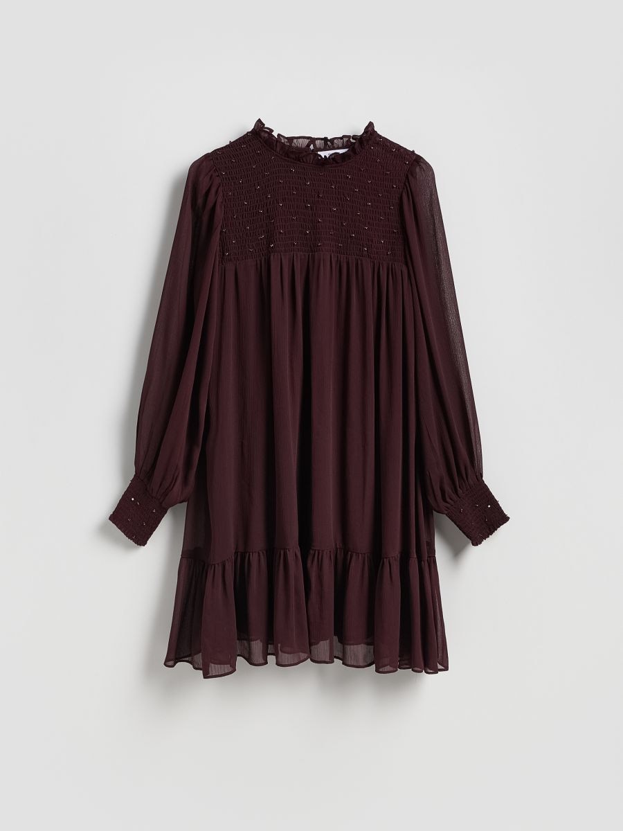 Mini dress with applications - maroon - RESERVED