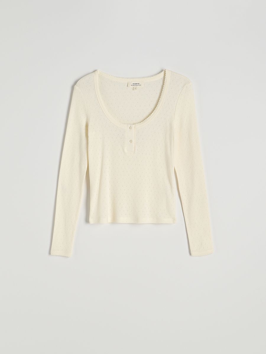 Cotton longsleeve with trim - cream - RESERVED - 5