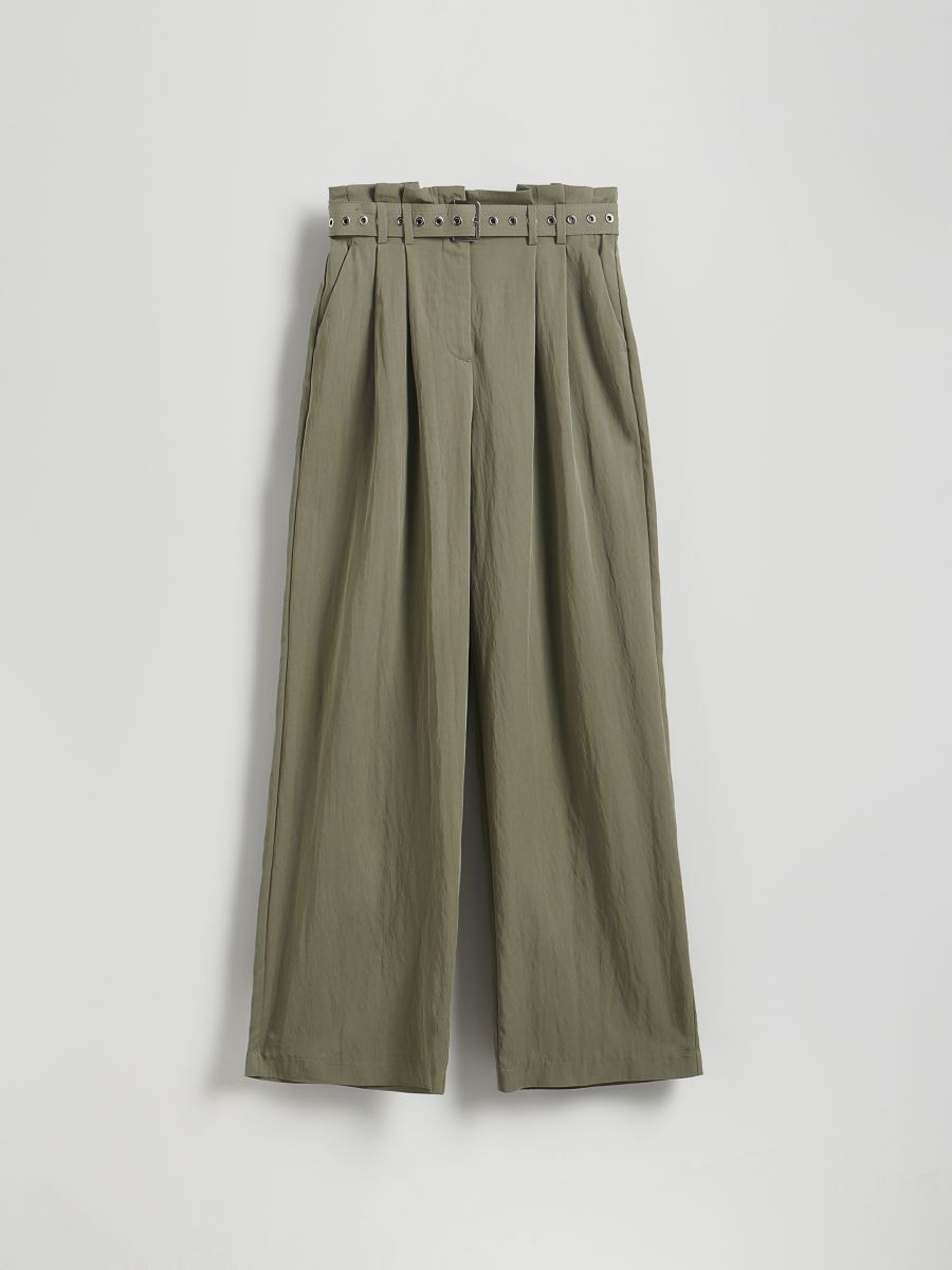 Široke pantalone s kaišem - svetlozelena - RESERVED - 5