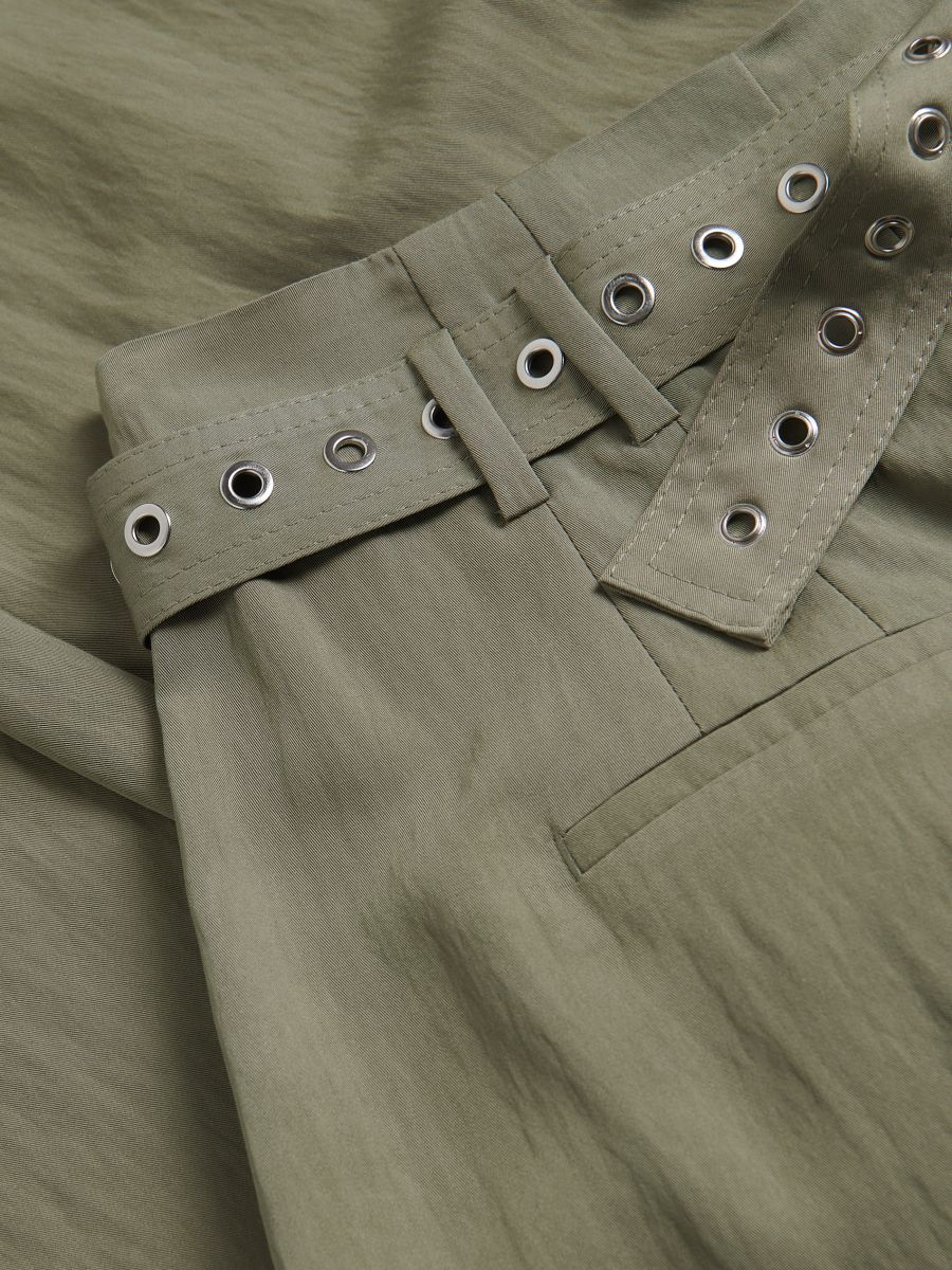 Široke pantalone s kaišem - svetlozelena - RESERVED - 6